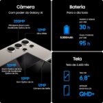 Smartphone Samsung Galaxy S24 Ultra, Galaxy AI, Selfie de 12MP, Tela de 6.8" 1-120Hz, 256GB, 12GB RAM - Titânio Cinza - Imagem 4