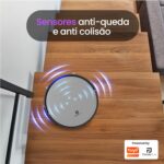 Robô Aspirador de Pó Inteligente 3 em 1 Varre, Aspira e Passa Pano Panda Plus AMG-R1 Wi-Fi, Alexa, Controle Remoto, Vários Modos Bivolt (Cinza) - Imagem 8