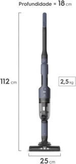 Electrolux Aspirador de Pó vertical portatil bateria Ergorapido 2 em 1 luz frontal LED 30 min luz frontal LED escova rotativa aspira escova capacidade 950ml ERG019 Bivolt Azul - Imagem 4