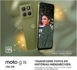 Smartphone Motorola Moto g15-256GB 12GB (4GB RAM+8GB Ram Boost) e Camera 50MP com AI e Night Vision Bateria de 5200 mAh Tela FHD+ 6.7" com Superbrilho NFC - Grafite - Imagem 3