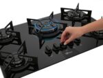 FISCHER COOKTOP À GÁS 5 BOCAS TRIPLA CHAMA FIT LINE TREMPE IRON MESA VIDRO PRETO BIVOLT 36340-102674 - Imagem 3