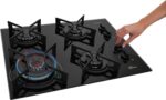 FISCHER COOKTOP À GÁS 4 BOCAS TRIPLA CHAMA FTI LINE TREMPE IRON MESA VIDRO PRETO BIVOLT 36330-102673 - Imagem 3