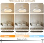 Ventilador de Teto com Luz LED de 42 Polegadas, Branco Ventilador de Teto Retrátil com Luz Possui Controle Remoto, Ideal para Quartos, Salas de Estar e Salas de Jantar - Imagem 4