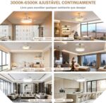 Ventilador de Teto com Luz LED de 42 Polegadas, Branco Ventilador de Teto Retrátil com Luz Possui Controle Remoto, Ideal para Quartos, Salas de Estar e Salas de Jantar - Imagem 7
