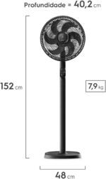 Electrolux Ventilador Coluna ou mesa 40cm 6 Pás silencioso 3 velocidades 2 anos garantia com inclinação Duoforce Air+ EFS40 127v Preto - Imagem 3