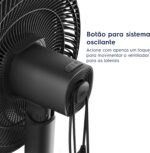 Electrolux Ventilador Coluna ou mesa 40cm 6 Pás silencioso 3 velocidades 2 anos garantia com inclinação Duoforce Air+ EFS40 127v Preto - Imagem 6