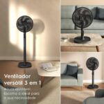 Electrolux Ventilador Coluna ou mesa 40cm 6 Pás silencioso 3 velocidades 2 anos garantia com inclinação Duoforce Air+ EFS40 127v Preto - Imagem 8