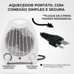 Aquecedor de Ar Eletrico Portatil de Ambiente Estufa 220V 2000W com Termostato Ajustável e 3 Modos de Operação Ventilador Baixo e Alto para Inverno - Imagem 5