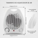 Aquecedor de Ar Eletrico Portatil de Ambiente Estufa 220V 2000W com Termostato Ajustável e 3 Modos de Operação Ventilador Baixo e Alto para Inverno - Imagem 6