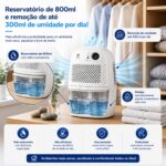 Desumidificador de Ar Portátil 800ml Antimofo Bivolt Silencioso Branco - Imagem 5