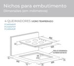 SUGGAR COOKTOP A GÁS 4 QUEIMADORES TREMPE ESMALTADO TRIPLA CHAMA FG4304AVP - Imagem 5