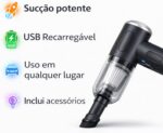 Aspirador Portátil Sem Fio para Carro e Casa – Mini Aspirador Automotivo Recarregável USB com Forte Sucção, de Mão Compacto com Bicos para Cantos, Teclado e Estofados - Imagem 7