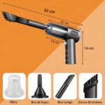 Aspirador Portátil Sem Fio para Carro e Casa – Mini Aspirador Automotivo Recarregável USB com Forte Sucção, de Mão Compacto com Bicos para Cantos, Teclado e Estofados - Imagem 8