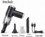 Aspirador Portátil Sem Fio para Carro e Casa – Mini Aspirador Automotivo Recarregável USB com Forte Sucção, de Mão Compacto com Bicos para Cantos, Teclado e Estofados - Imagem 9