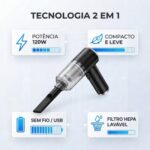 Aspirador de Pó Portátil 2 em 1 Sem Fio – Sucção Potente e Soprador de Ar, Recarregável USB com Filtro Lavável, Ideal para Carro, Casa, Escritório e Teclado - Imagem 3