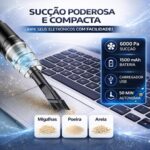 Aspirador de Pó Portátil 2 em 1 Sem Fio – Sucção Potente e Soprador de Ar, Recarregável USB com Filtro Lavável, Ideal para Carro, Casa, Escritório e Teclado - Imagem 6