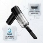 Aspirador de Pó Portátil 2 em 1 Sem Fio – Sucção Potente e Soprador de Ar, Recarregável USB com Filtro Lavável, Ideal para Carro, Casa, Escritório e Teclado - Imagem 7