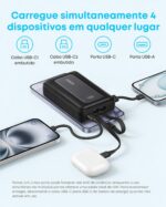 Anker Zolo Carregador Portátil, Power Bank 20000mAh, Carregamento Rápido até 45W, Cabos USB-C Duplos Integrados, para iPhone 17/16/15/Samsung/Xiaomi/Motorola/iPad/MacBook Air, Preto - Imagem 6