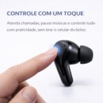 Fone de Ouvido Bluetooth 5.4 Sem Fio TWS Preto com Microfone, Estojo Carregador, Encaixe Confortável para Música, Chamadas e Academia, Compatível com Android e iPhone - Imagem 3