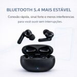 Fone de Ouvido Bluetooth 5.4 Sem Fio TWS Preto com Microfone, Estojo Carregador, Encaixe Confortável para Música, Chamadas e Academia, Compatível com Android e iPhone - Imagem 4