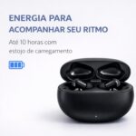 Fone de Ouvido Bluetooth 5.4 Sem Fio TWS Preto com Microfone, Estojo Carregador, Encaixe Confortável para Música, Chamadas e Academia, Compatível com Android e iPhone - Imagem 5