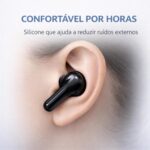 Fone de Ouvido Bluetooth 5.4 Sem Fio TWS Preto com Microfone, Estojo Carregador, Encaixe Confortável para Música, Chamadas e Academia, Compatível com Android e iPhone - Imagem 6