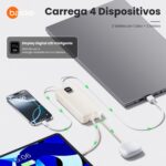 Basike Power Bank, Carregador Portátil Universal 20000mAh, USB-A(até 22.5W)+USB-C(até PD20W), Carregamento Rápido, Led Indicador de Bateria para iPhone/Samsung/Huawei/Xiaomi (Cáqui) - Imagem 3