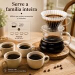 Kit Cafeteira Vidro 600ml V60 em Vidro Borossilicato – Suporte com Filtro + Jarra de Vidro + 40 Filtros de Papel + Colher Dosadora – Café Coado Especial Gourmet artesanal premium - Imagem 5