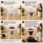Kit Cafeteira Vidro 600ml V60 em Vidro Borossilicato – Suporte com Filtro + Jarra de Vidro + 40 Filtros de Papel + Colher Dosadora – Café Coado Especial Gourmet artesanal premium - Imagem 6