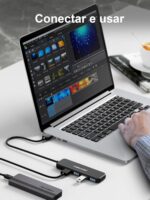 Hub USB 3.0 Lemorele, 4 Portas, Velocidade até 5Gbps, Compatível com Laptops, Desktops e Consoles, Preto - Imagem 4