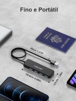 Hub USB 3.0 Lemorele, 4 Portas, Velocidade até 5Gbps, Compatível com Laptops, Desktops e Consoles, Preto - Imagem 5