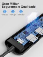 Hub USB 3.0 Lemorele, 4 Portas, Velocidade até 5Gbps, Compatível com Laptops, Desktops e Consoles, Preto - Imagem 6