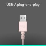 Headset com fio USB Logitech H390 com Almofadas Confortáveis, Controles de Áudio Integrado e Microfone com Redução de Ruído - Rosa - Imagem 6