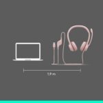 Headset com fio USB Logitech H390 com Almofadas Confortáveis, Controles de Áudio Integrado e Microfone com Redução de Ruído - Rosa - Imagem 9