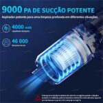 FINYQBET 4000mAh Aspirador de Pó Portátil sem Fio, Aspirar e Soprar 2 em 1, 50W Potente, Leve, Aspirador para Carro, Casa, Escritório, Limpeza de Pelos de Animais e Frestas (Preto) - Imagem 4