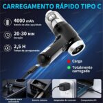 FINYQBET 4000mAh Aspirador de Pó Portátil sem Fio, Aspirar e Soprar 2 em 1, 50W Potente, Leve, Aspirador para Carro, Casa, Escritório, Limpeza de Pelos de Animais e Frestas (Preto) - Imagem 5