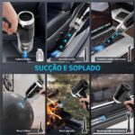FINYQBET 4000mAh Aspirador de Pó Portátil sem Fio, Aspirar e Soprar 2 em 1, 50W Potente, Leve, Aspirador para Carro, Casa, Escritório, Limpeza de Pelos de Animais e Frestas (Preto) - Imagem 8