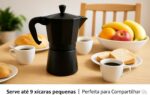Cafeteira Italiana Moka Com Alça Alumínio Premium Com Válvula De Segurança 6 Ou 9 Xícaras Café Expresso Cor Preta 450ml - Imagem 3