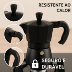 Cafeteira Italiana Moka Com Alça Alumínio Premium Com Válvula De Segurança 6 Ou 9 Xícaras Café Expresso Cor Preta 450ml - Imagem 4