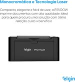 Impressora Sem Fio Elgin Pantum P2500W Elgin Laser Preto e Branco 110V - Imagem 6