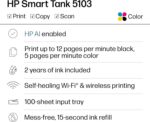 HP Smart – Tank 5101 sem cartucho, impressora tudo em um, até 2 anos de tinta incluída, impressão móvel, digitalização, cópia (1F3Y0A), branco - Imagem 6