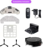 Robô Aspirador de Pó Inteligente 3 em 1 Varre, Aspira e Passa Pano Panda Plus AMG-R1 Wi-Fi, Alexa, Controle Remoto, Vários Modos Bivolt (Preto) - Imagem 5