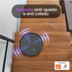 Robô Aspirador de Pó Inteligente 3 em 1 Varre, Aspira e Passa Pano Panda Plus AMG-R1 Wi-Fi, Alexa, Controle Remoto, Vários Modos Bivolt (Preto) - Imagem 8