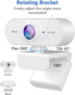 Webcam 1080P HD,Web cam with Microphone, Noise Cancellation, Wide-Angle Lens, Auto Light Correction, Plug & Play USB Webcam for Laptop, Desktop, PC, Mac, Zoom, Skype, Streaming,White - Imagem 4
