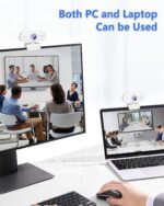 Webcam 1080P HD,Web cam with Microphone, Noise Cancellation, Wide-Angle Lens, Auto Light Correction, Plug & Play USB Webcam for Laptop, Desktop, PC, Mac, Zoom, Skype, Streaming,White - Imagem 5