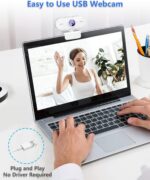 Webcam 1080P HD,Web cam with Microphone, Noise Cancellation, Wide-Angle Lens, Auto Light Correction, Plug & Play USB Webcam for Laptop, Desktop, PC, Mac, Zoom, Skype, Streaming,White - Imagem 6