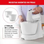 Batedeira Arno Mini Chef Portátil 400W com 2 Tigelas de 4 Litros 4 velocidades Função Pulsar Branca HM10 127v - Imagem 4