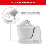 Batedeira Arno Mini Chef Portátil 400W com 2 Tigelas de 4 Litros 4 velocidades Função Pulsar Branca HM10 127v - Imagem 6