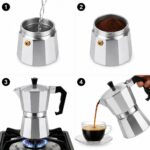 Cafeteira Italiana Moka de Alumínio 300ml para 6 Xícaras – Cafeteira Expresso com Válvula de Pressão, Alça Antitérmica e Design Italiano Clássico, Prata - Imagem 3