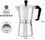 Cafeteira Italiana Moka de Alumínio 300ml para 6 Xícaras – Cafeteira Expresso com Válvula de Pressão, Alça Antitérmica e Design Italiano Clássico, Prata - Imagem 4